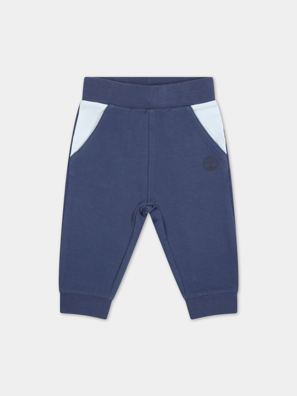 Blue trousers for baby boy with logo